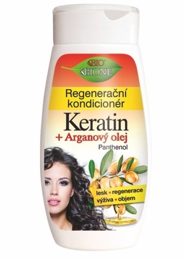 Bione Cosmetics Regeneračný kondicionér Keratin   Arganový olej s panthenolom 260 ml