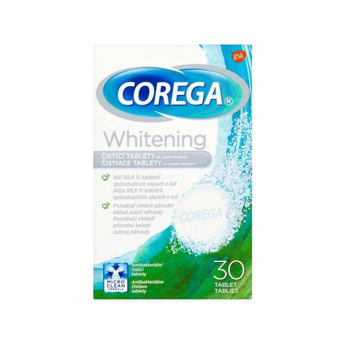 Corega Čistiace tablety na zubné náhrady Whitening 30 ks