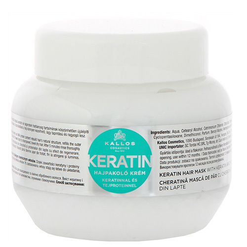 Kallos Regeneračná maska ​​na vlasy s keratínom a mliečnymi proteínmi (Keratin Hair Mask) 275 ml