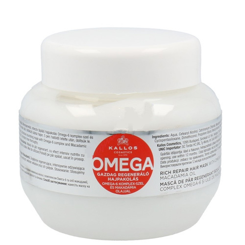Kallos Regeneračná maska ​​na vlasy s omega-6 komplexom a makadamových olejom (Omega Hair Mask) 275 ml