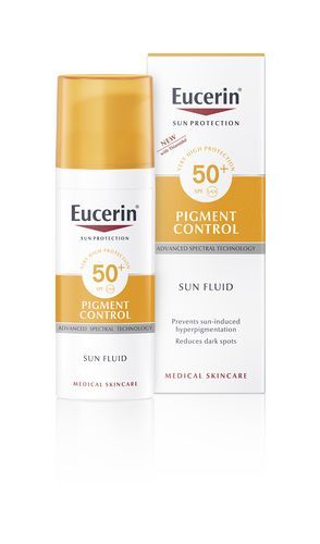 Eucerin Emulzia na opaľovanie na tvár s depigmentačním účinkom Pigment Control SPF 50  (Pigment Control Sun Fluid) 50 ml