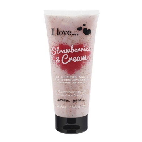 I Love Prírodné sprchový peeling s vôňou jahôd a jemného krému (Strawberries & Cream Exfoliating Shower Smoothie) 200 ml