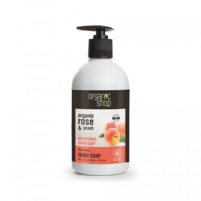 Organic Shop Vyživujúce mydlo na ruky Růže a broskyňa (Nourising Hand Soap) 500 ml