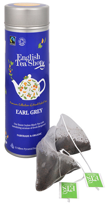 English Tea Shop Čierny čaj Earl Grey s bergamotom BIO 15 pyramidek v plechovke