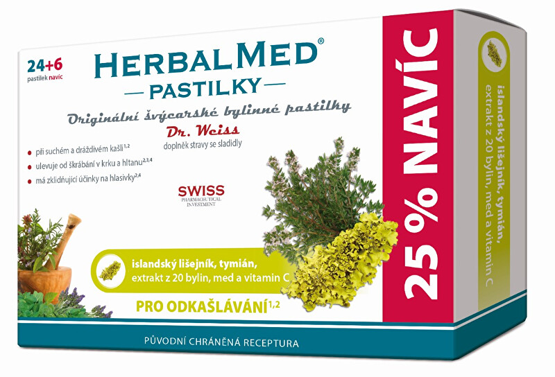 Simply You HerbalMed pastilky Dr. Weiss pre odkašliavanie 24 pastiliek   6 pastiliek ZADARMO