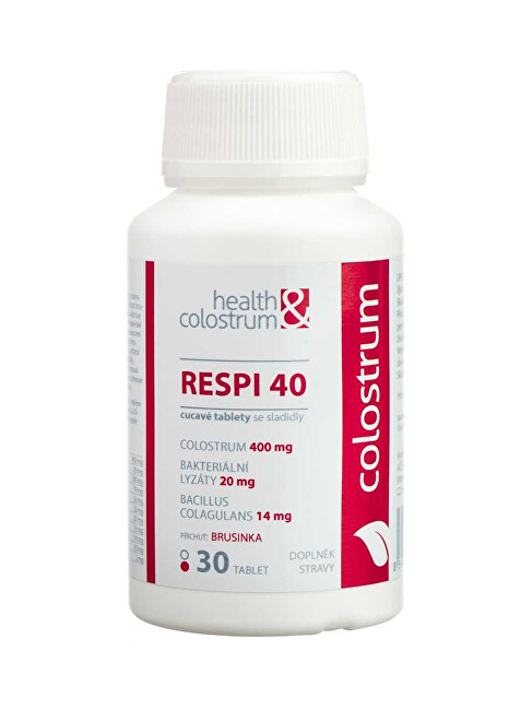 Health&colostrum Resp 40 (400 mg)   bakteriálne lyzáty - príchuť brusnica 30 cmúľacích tbl.