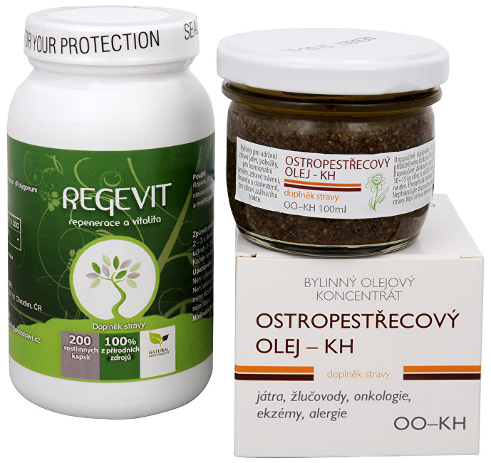 Odporúčaná kombinácia produktov Na Pečeň - Regevit   Ostropestřecový olej (kaša)