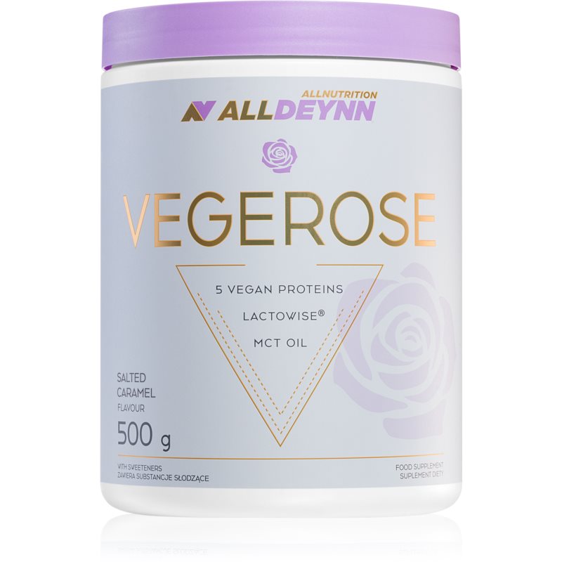 Allnutrition Alldeynn Vegerose vegánsky proteín s probiotikami príchuť Salted Caramel 500 g
