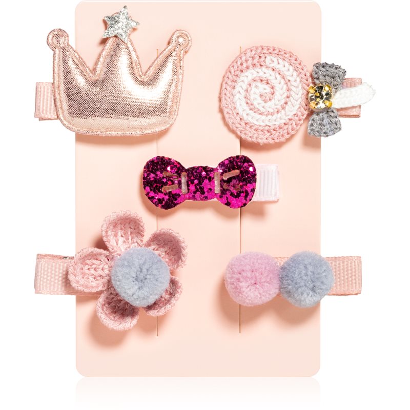 BrushArt KIDS Little princess hair clip set sponky do vlasov Pink