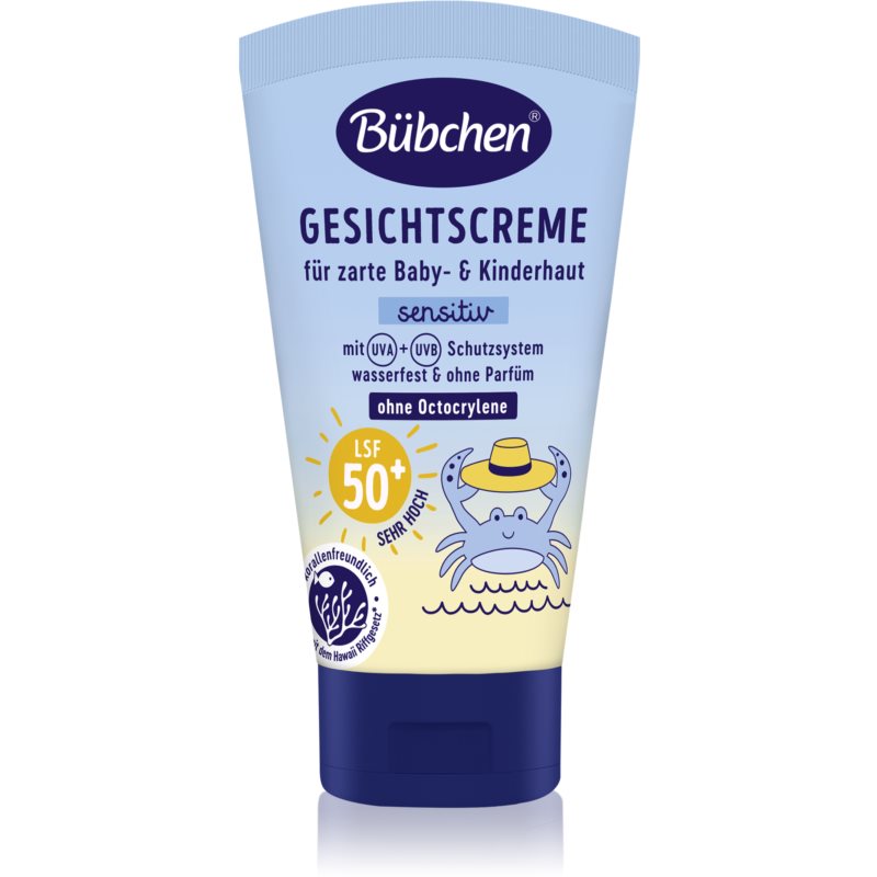 Bübchen Sensitive Sun Protection Face Cream SPF 50 ochranný krém na tvár pre deti SPF 50 6 m 50 ml