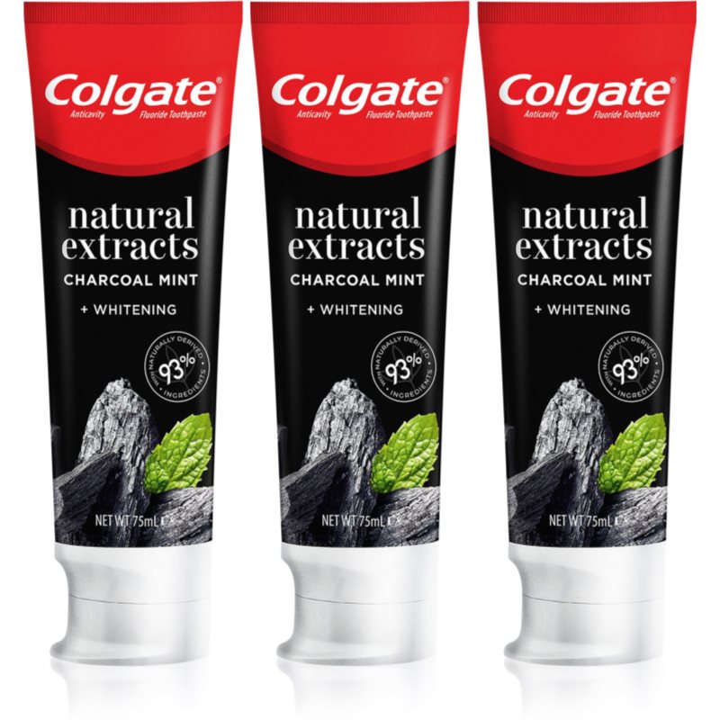 Colgate Natural Extracts Charcoal  White bieliaca zubná pasta s aktívnym uhlím 3 x 75 ml