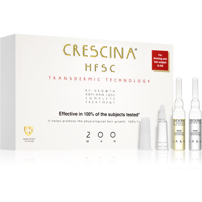 Crescina Transdermic 200 Re-Growth and Anti-Hair Loss starostlivosť pre podporu rastu a proti vypadávaniu vlasov pre mužov 20x3,5 ml