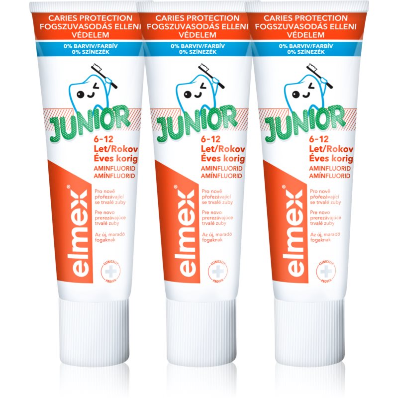 Elmex Junior 6-12 Years zubná pasta pre deti 3x75 ml