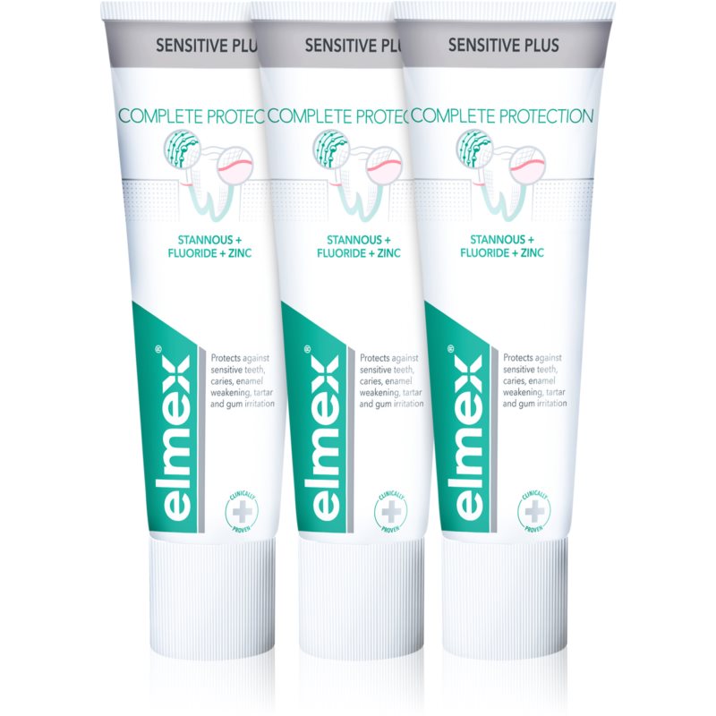 Elmex Sensitive Plus Complete Protection posilňujúca zubná pasta 3x75 ml