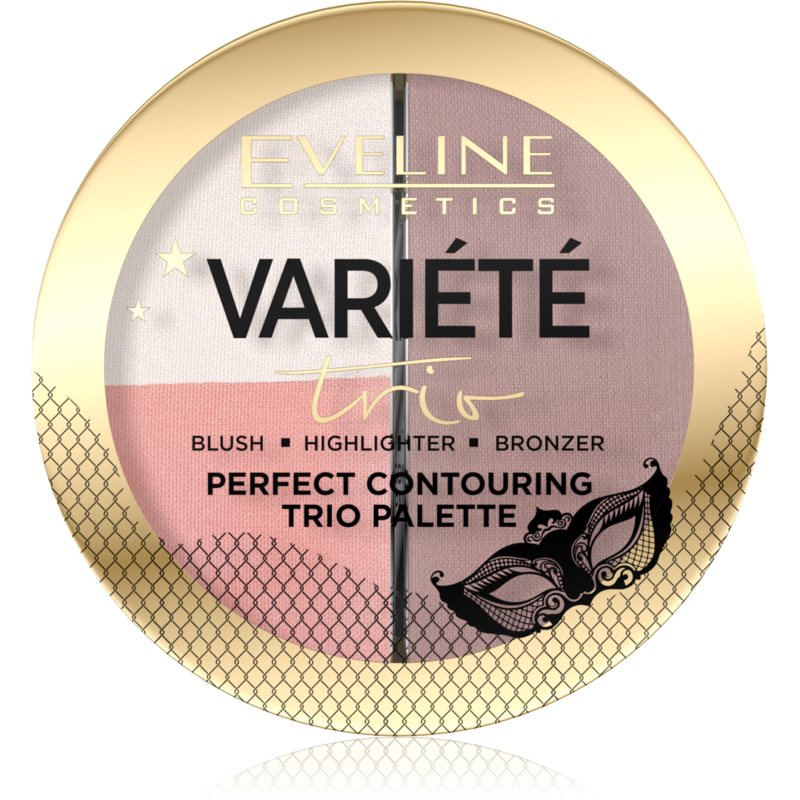 Eveline Cosmetics Variété Trio kontúrovacia paletka na tvár 3v1 odtieň 01 Light 10 g