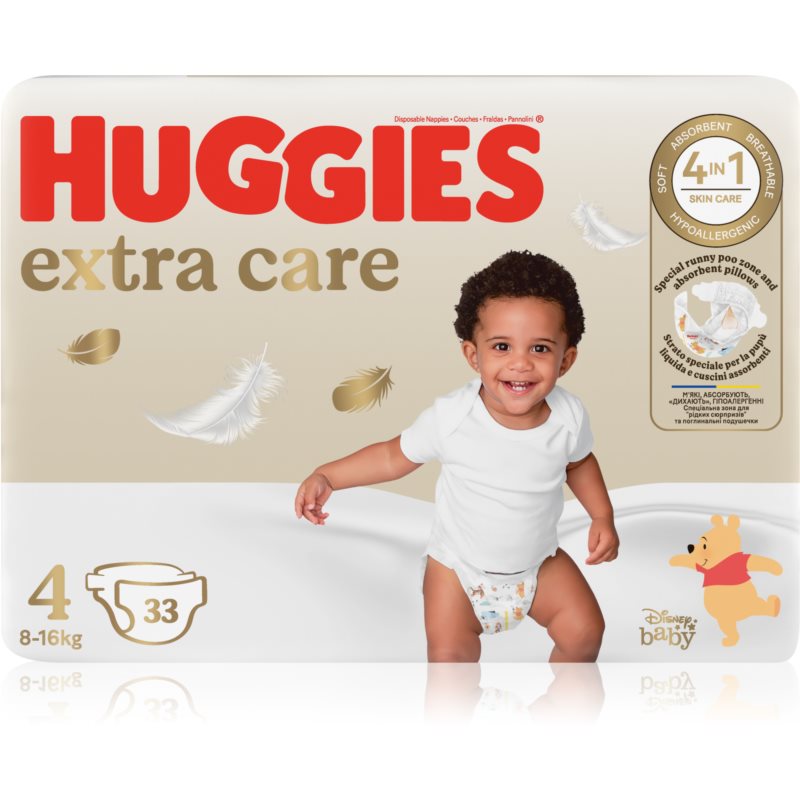 Huggies Extra Care Size 4 jednorazové plienky 8-16 kg 33 ks