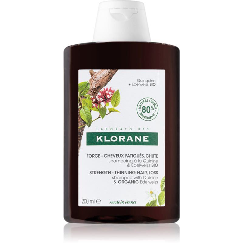 Klorane Quinine  Edelweiss Bio posilňujúci šampón proti vypadávániu vlasov 200 ml