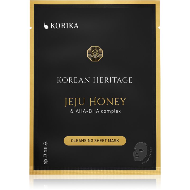 KORIKA Korean Heritage Jeju Honey  AHA-BHA Complex Cleansing Sheet Mask plátenná maska s čistiacim efektom Jeju honey  AHA - BHA complex sheet mask