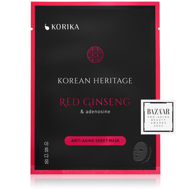 KORIKA Korean Heritage Red Ginseng  Adenosine Anti-aging Sheet Mask plátenná maska proti vráskam Red Ginseng