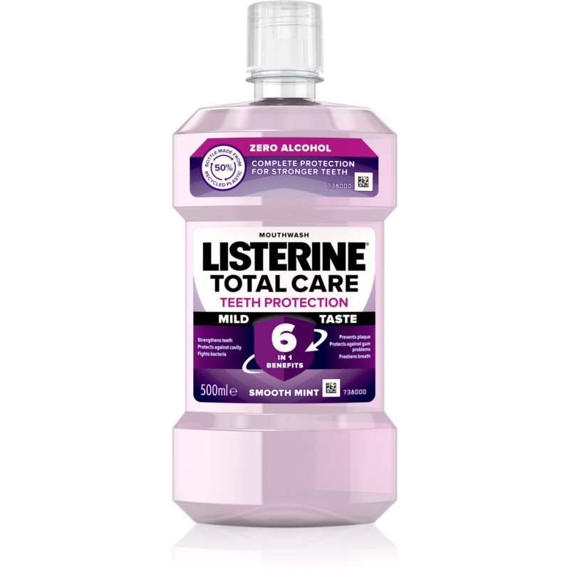Listerine Total Care Zero ústna voda pre kompletnú ochranu zubov bez alkoholu príchuť Smooth Mint  500 ml