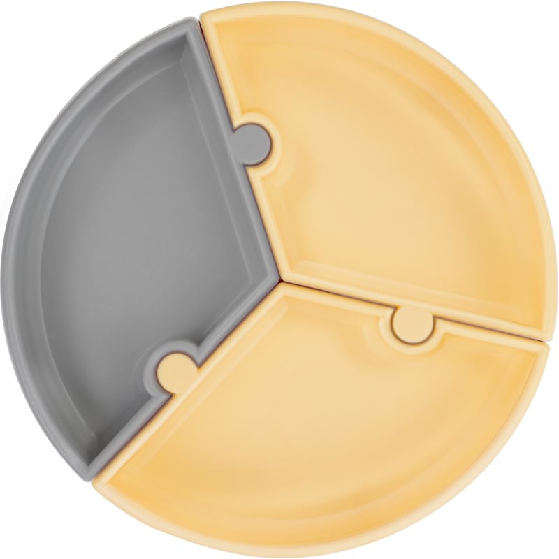 Minikoioi Puzzle Grey Yellow delený tanier s prísavkou 1 ks