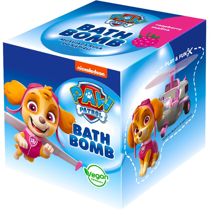 Nickelodeon Paw Patrol Bath Bomb bomba do kúpeľa pre deti Raspberry - Skye 165 g