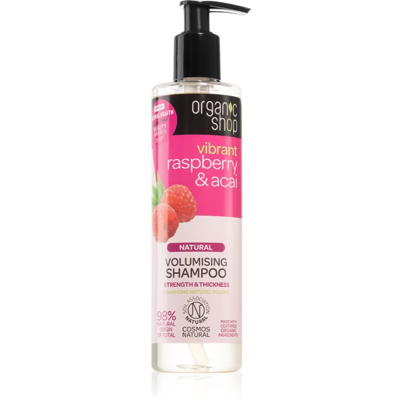 Organic Shop Natural Raspberry  Acai čistiaci šampón pre objem 280 ml