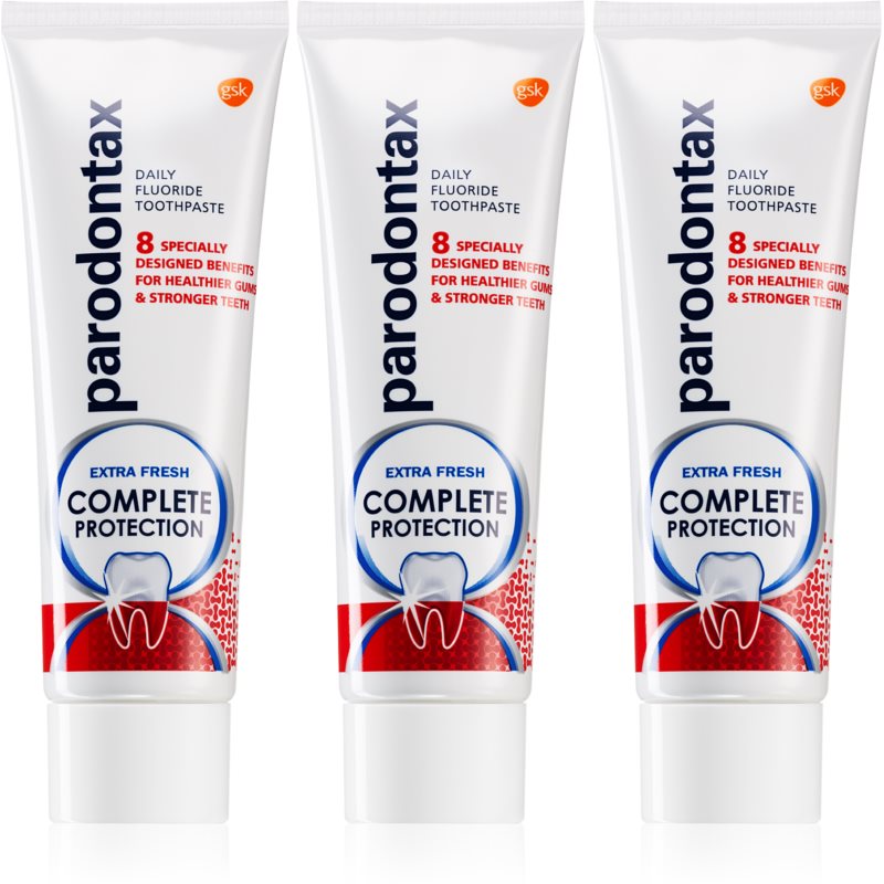 Parodontax Complete Protection Extra Fresh zubná pasta s fluoridom pre zdravé zuby a ďasná 3x75 ml