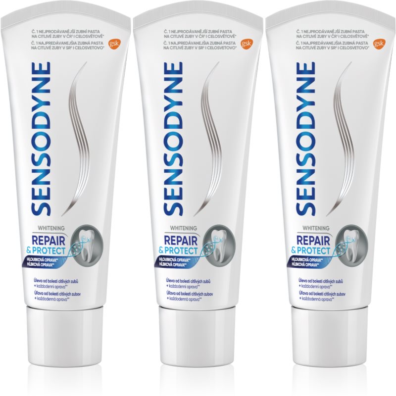Sensodyne Repair  Protect Whitening bieliaca zubná pasta pre citlivé zuby 3x75 ml