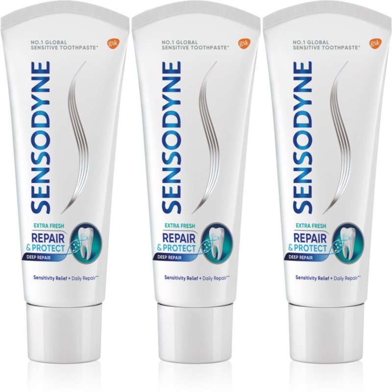 Sensodyne Repair  Protect Extra Fresh zubná pasta na ochranu zubov a ďasien 3 x 75 ml