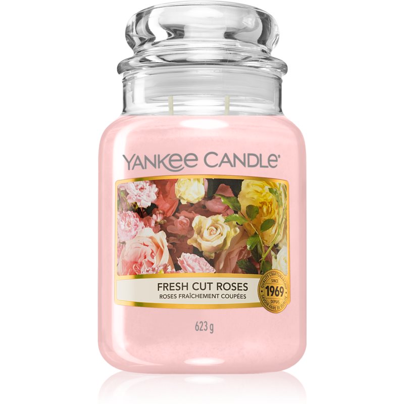 Yankee Candle Fresh Cut Roses vonná sviečka Classic malá 623 g
