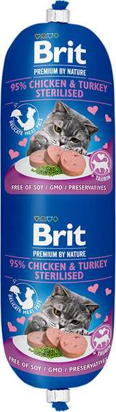 Brit Premium By Nature Sausage Cat Chicken  Turkey Sterilised 180g