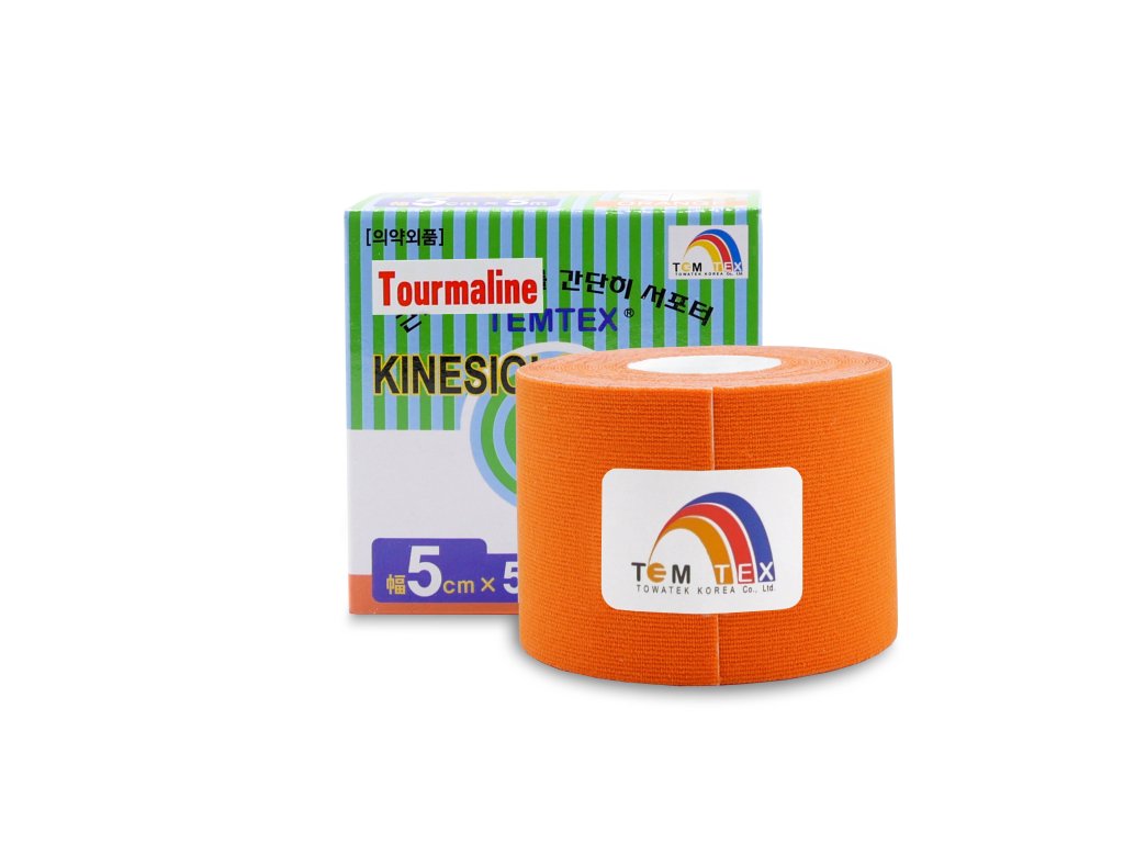Temtex kinesio tape Tourmaline, oranžová tejpovacia páska 5cm x 5m