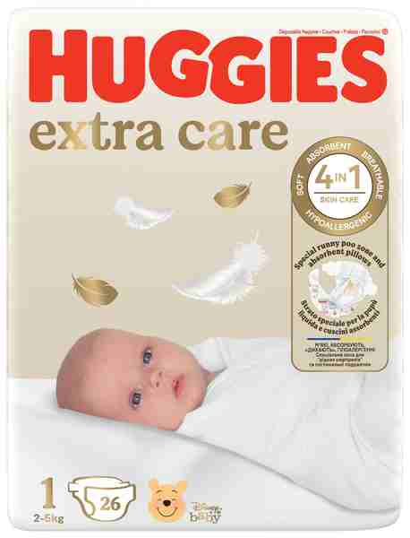 HUGGIES plienky Extra Care 1 26 ks