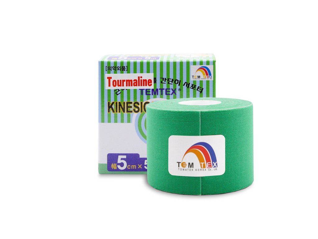 Temtex kinesio tape Tourmaline, zelená tejpovacia páska 5cm x 5m
