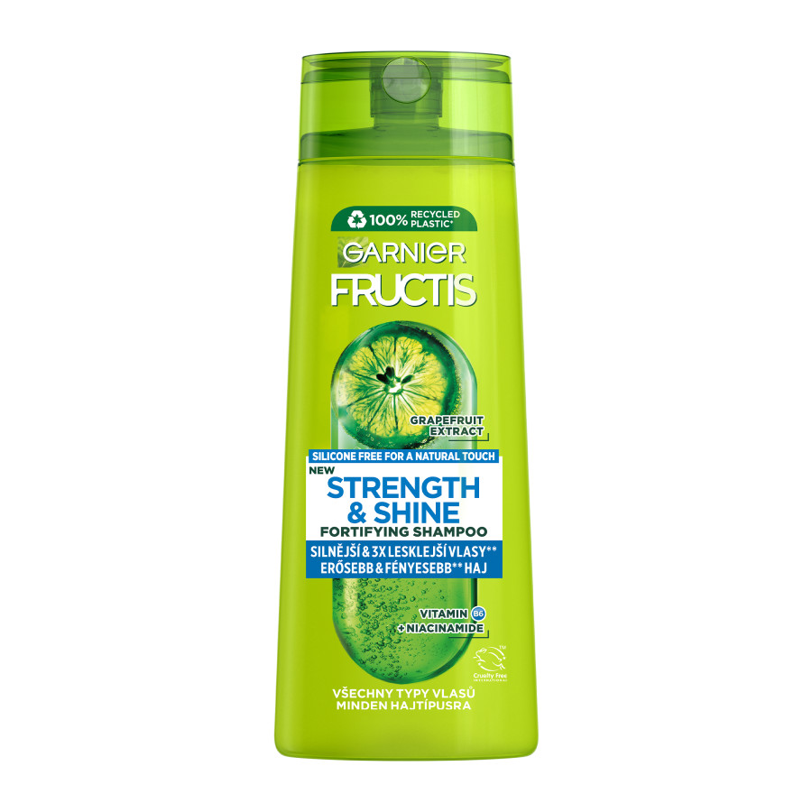 Garnier Fructis Strength  Shine posilňujúci šampón pre všetky typy vlasov bez lesku a sily, 250 ml