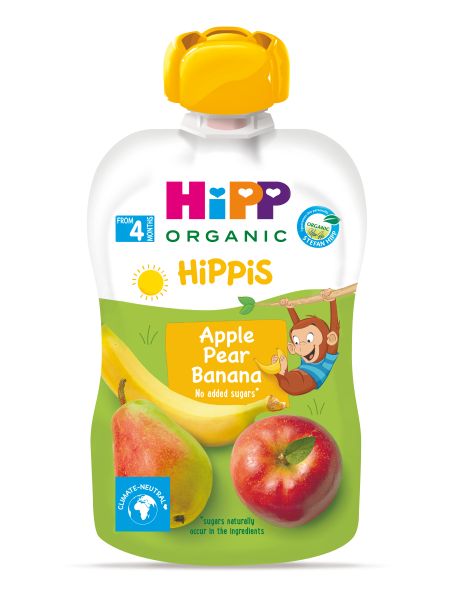 HiPP BIO 100 percent ovocie Jablko-Hruška-Banán od uk. 4.-6. mesiaca