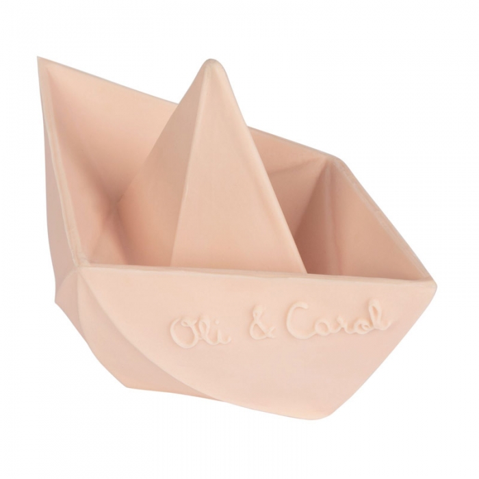 OliCarol Origami Boat Nude - hryzátko a hračka do vody v tvare loďky, farba Nude