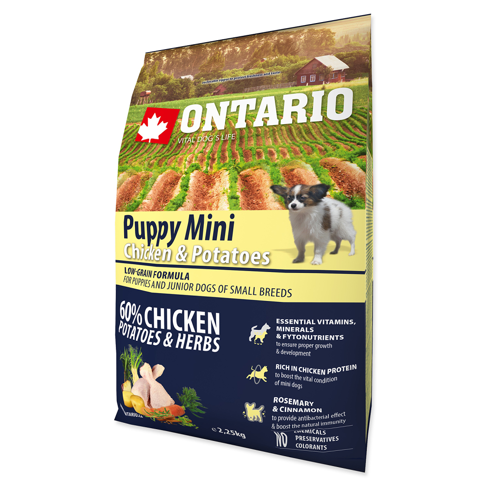 ONTARIO Puppy Mini Chicken  Potatoes granule pre šteňatá 1 ks, Hmotnosť balenia (g): 2,25 kg