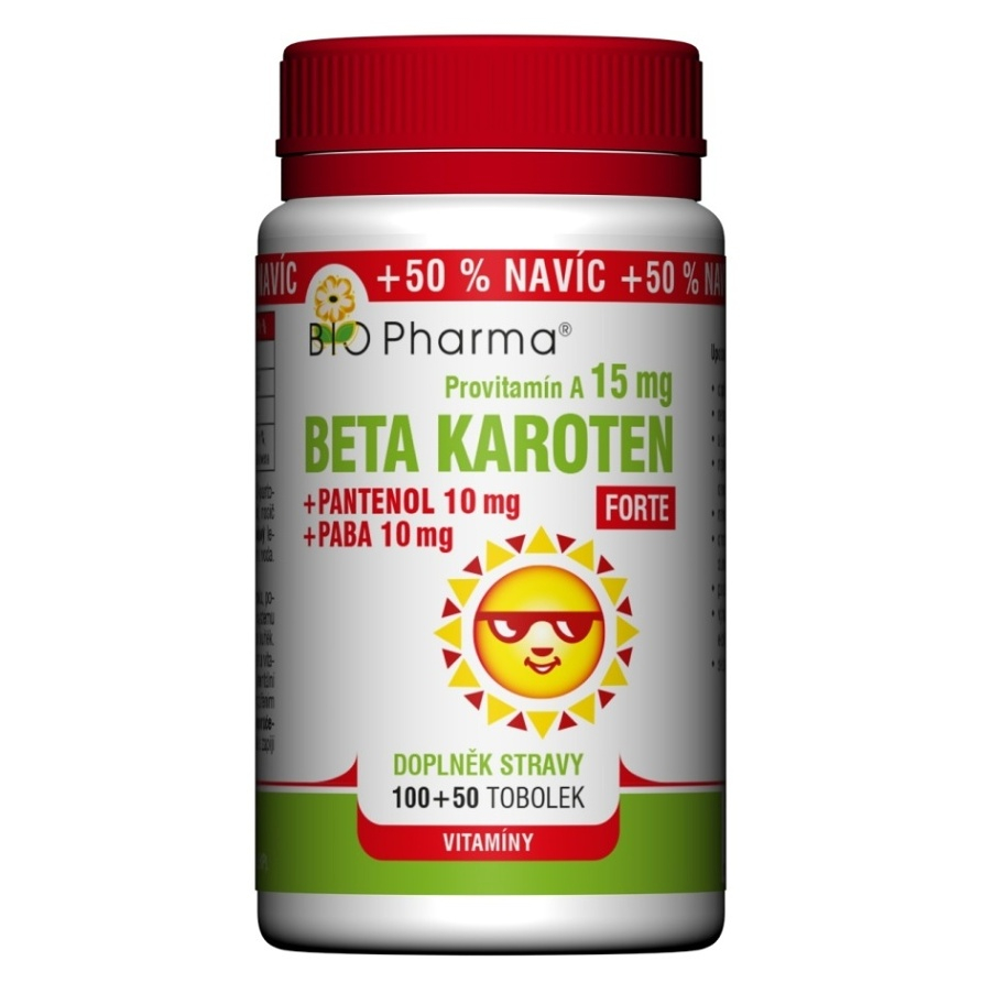 BIO PHARMA Betakarotén Forte 15 mg  Pantenol  PABA 10050 kapsúl