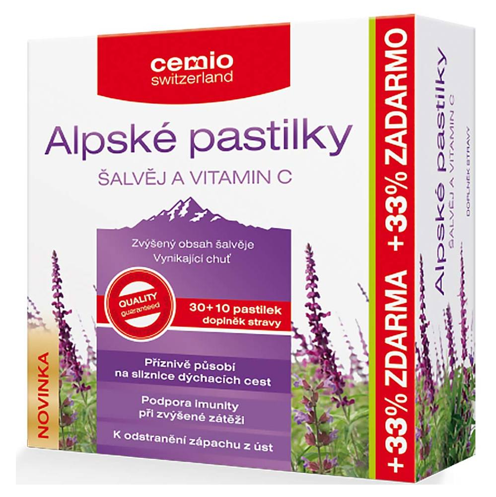 CEMIO Alpské pastilky šalvia a vitamín C 3010 pastiliek ZADARMO