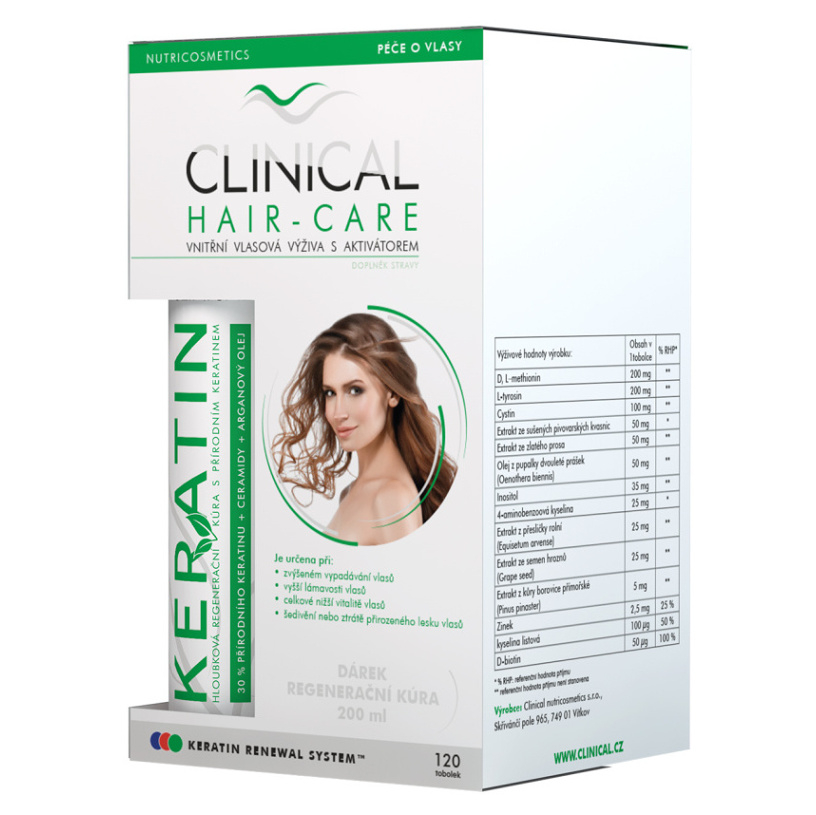 CLINICAL Hair-Care 120 kapsúl  keratín 100 ml 4 MESAČNÁ kúra