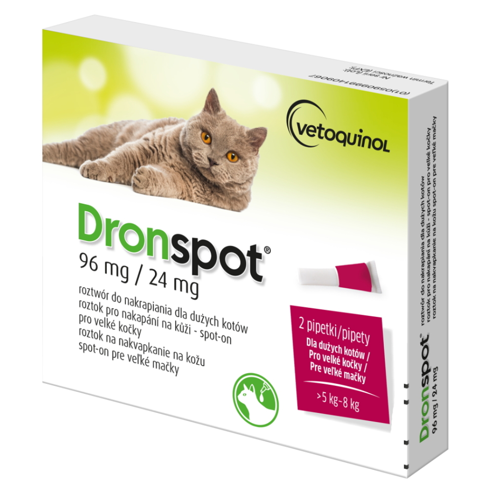 DRONSPOT 96 mg24 mg spot-on pre veľké mačky 2x1,12 ml