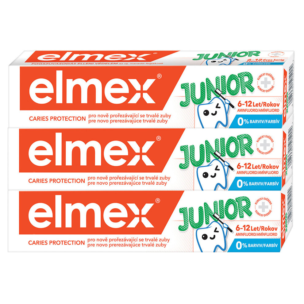 ELMEX Junior zubná pasta pre deti vo veku 6-12 rokov 3 x 75 ml