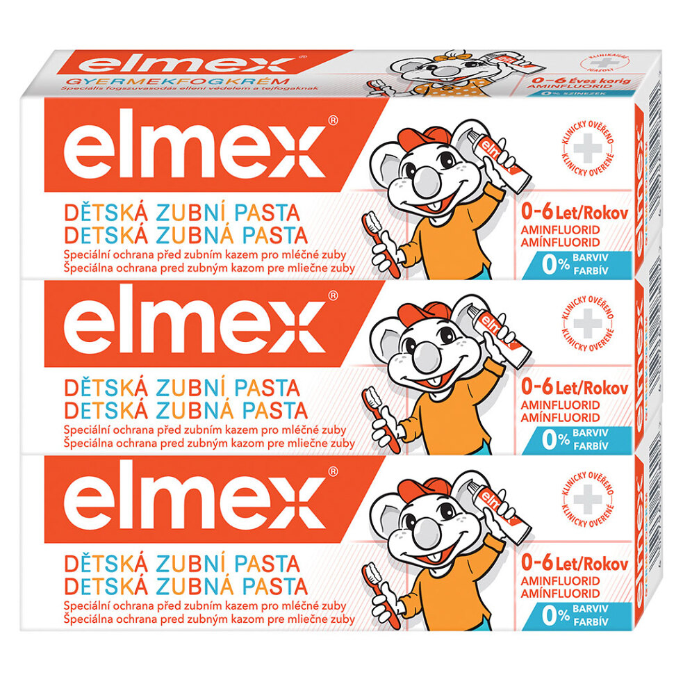 ELMEX Kids Detská zubná pasta pre deti od prvého zúbku do 6 rokov 3 x 50 ml