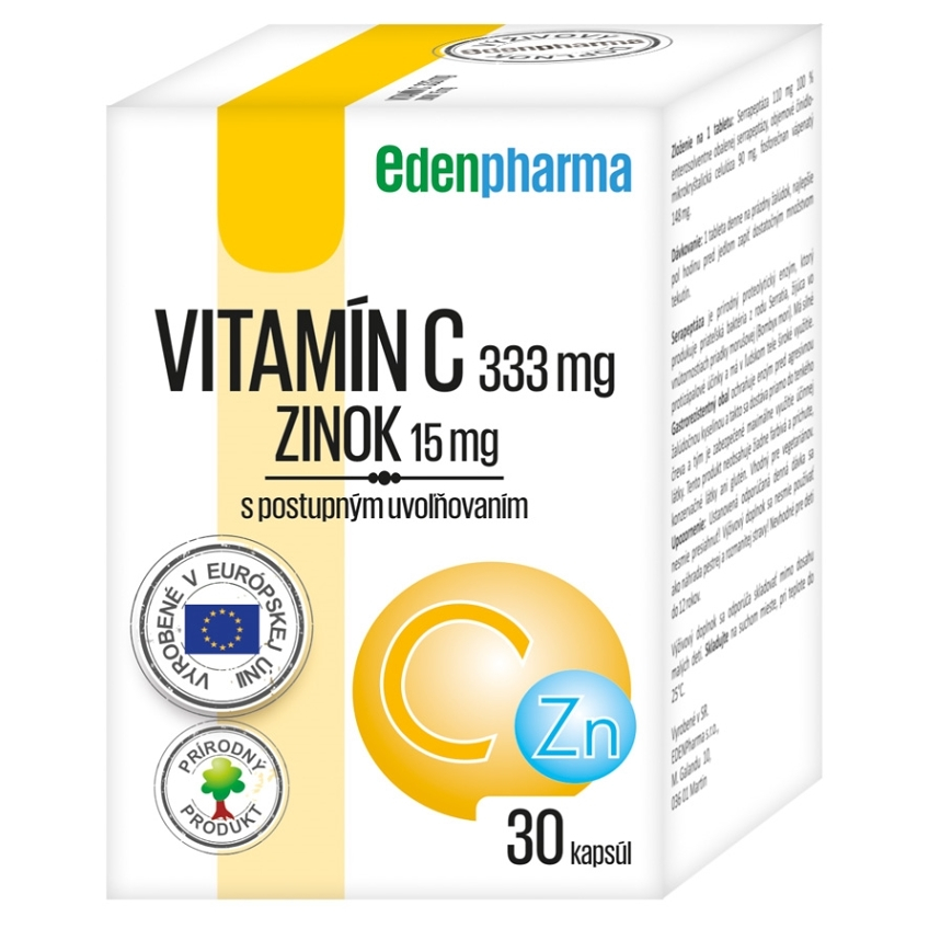EDENPHARMA Vitamín C  Zinok s postupným uvoľňovaním 30 kapsúl
