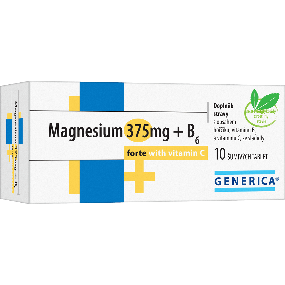 GENERICA Magnesium citrát 375 mg  B6 forte  vitamín C 10 šumivých tabliet