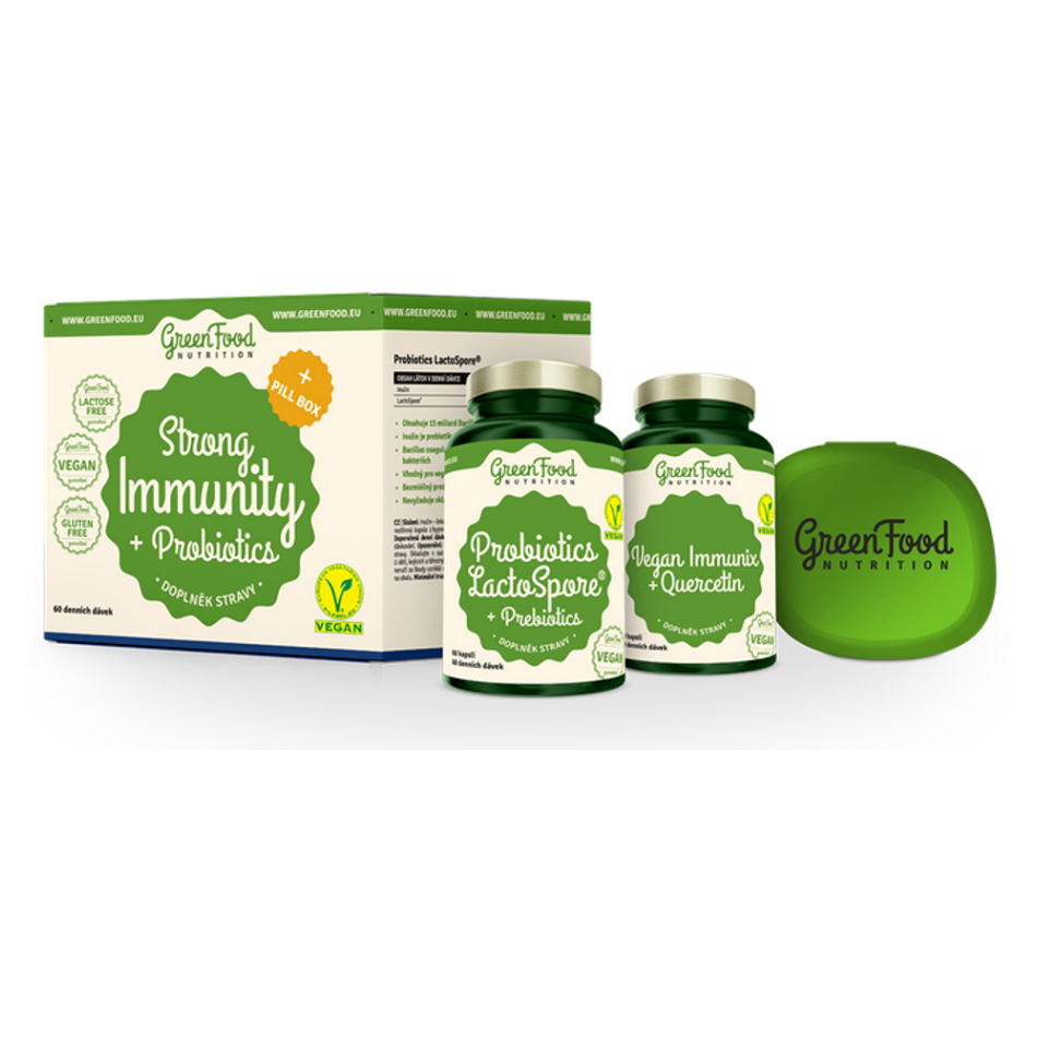 GREENFOOD NUTRITION Strong Immunityprobiotics Probiotiká 60 kapsúl a Vegan Immunix 60 kapsúl  PILLBOX
