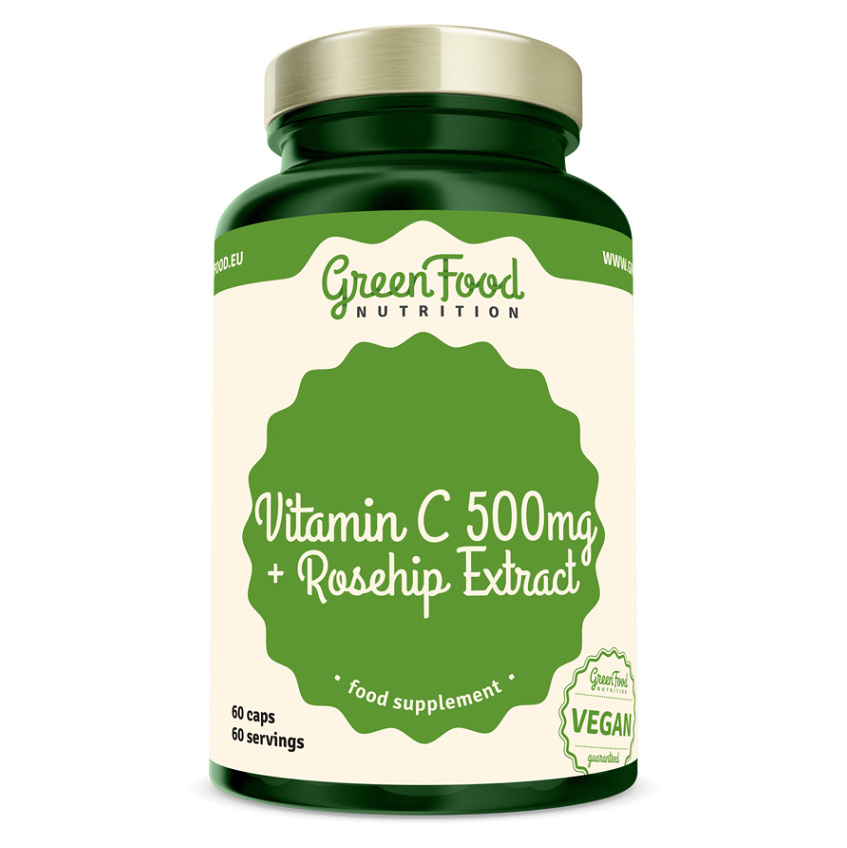 GREENFOOD NUTRITION Vitamín C 500  extrakt zo šípok 60 kapsúl