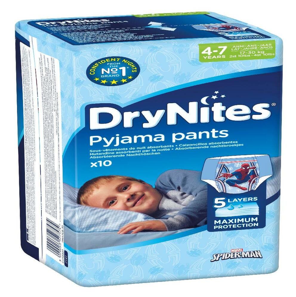 HUGGIES DRY NITES nohavičky absorbčné 4 - 7  M  boys  17 - 30 kg  10 ks